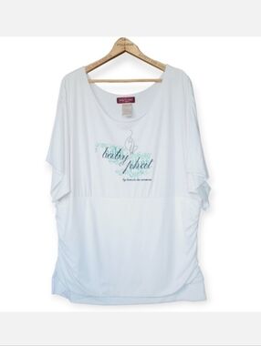 NWT Y2K Baby Phat Blouse in white with  aqua and black logo 2X 3X
